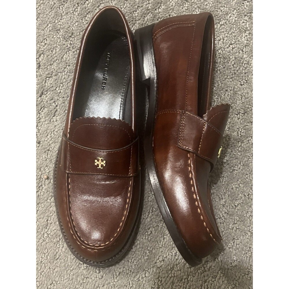 TORY BURCH Classic Loafer - Negroni brown Leather Women's Size 6 - Picture 2 of 10
